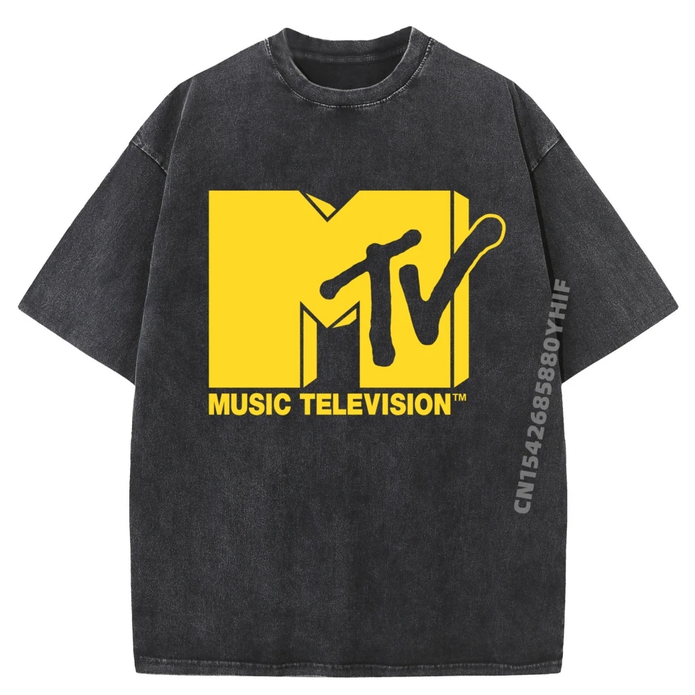 

MTV классические желтые рубашки с рисунком подарки для мужчин забавная стираная футболка мужская винтажная хлопковая повседневная уличная стильная футболка