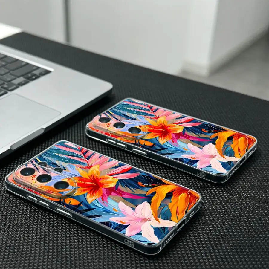 Case for Samsung Galaxy S26 S22 FE S24 S21 S20 Plus Note 20 Ultra 10 S25 Edge S23 Ultra Phone Cover Tropical Hibiscus Flower