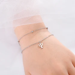Dawapara Greek Letter Alphabet Charm Bracelet Psychology PSI Symbol Math Symbol Stainless Steel Jewelry