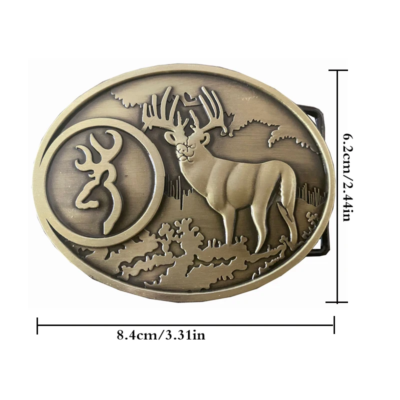 Western Skia Deer Pattern Zinc Alloy Men Belt Buckle Fashion Gold Plated Men Belt Buckle With 1.5in Belt Strap