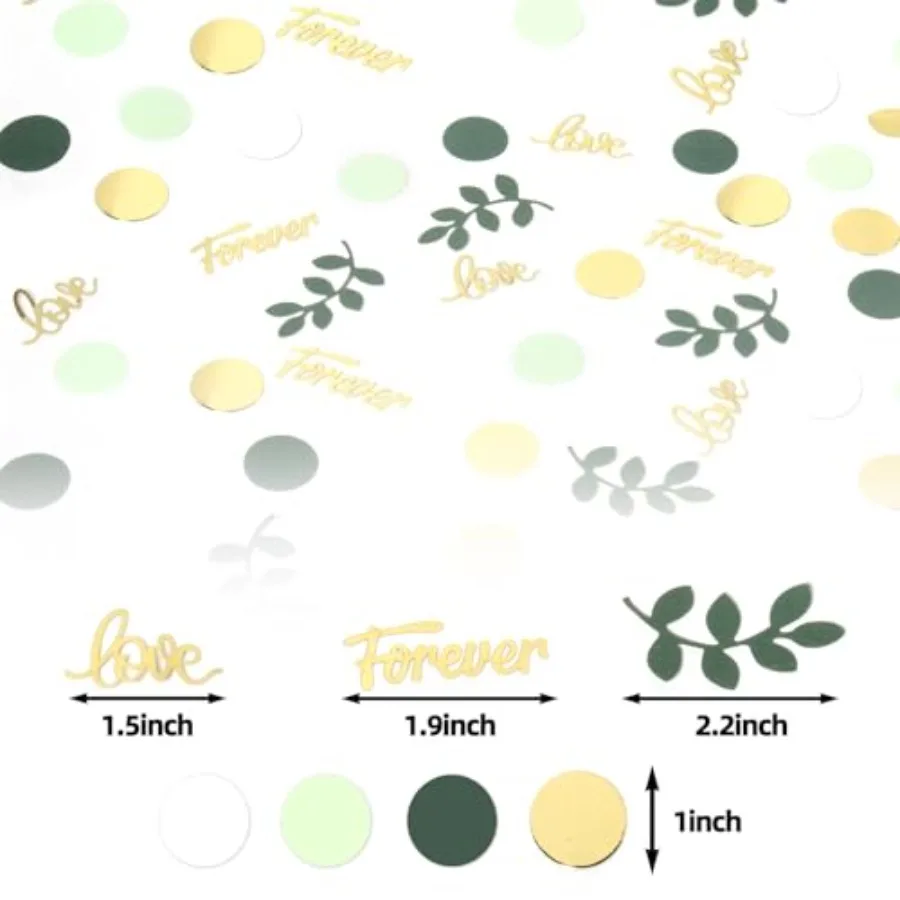 Confettis de Table de mariage vert, décorations de douche de mariée, confettis d'amour vert sauge pour décorations de Table de fiançailles