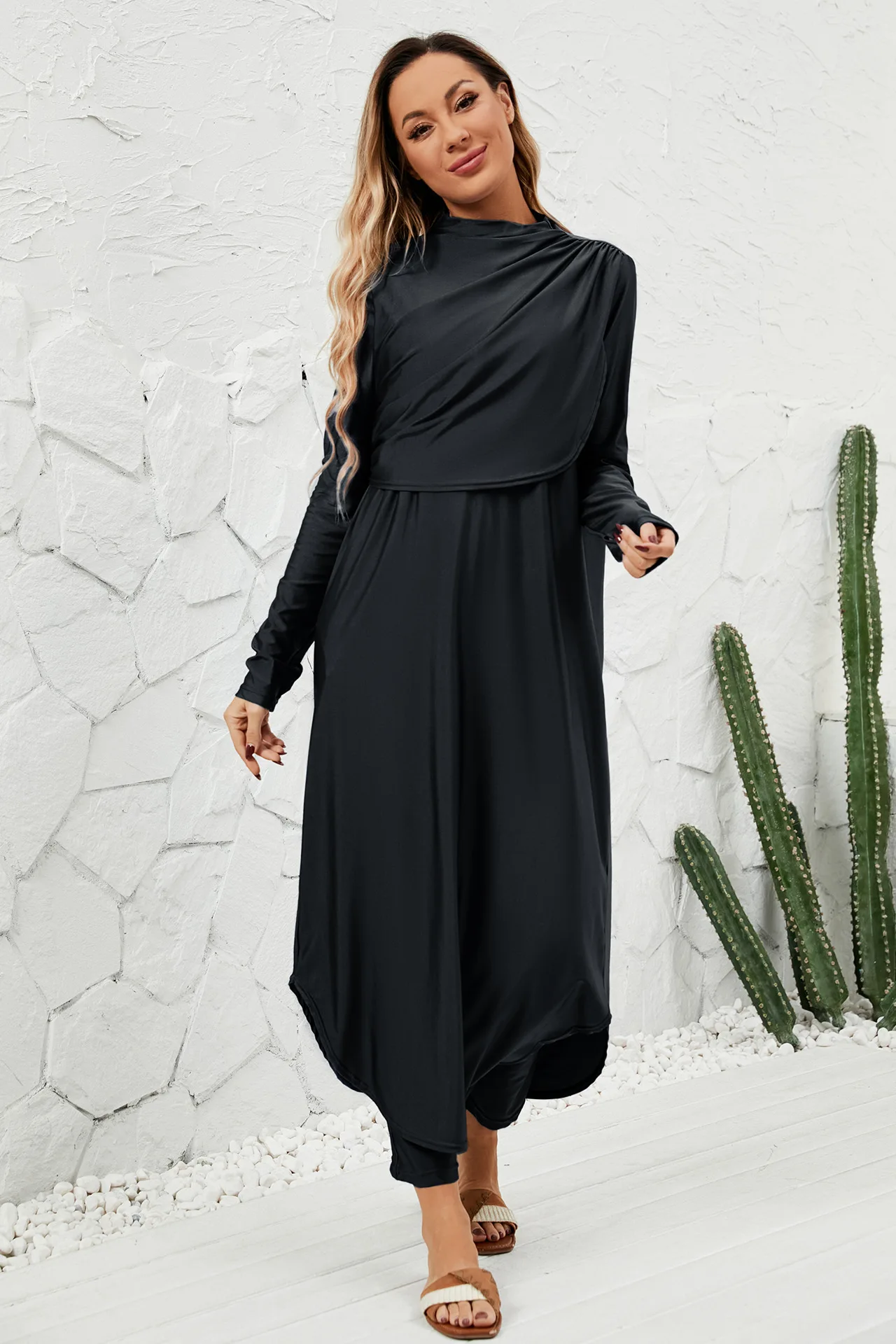 Muslim Women Swimsuit Diving Surf Swimsuit Three Piece Swimming Sun Protection Long Dress Conservative Islamic Split Swimsuits