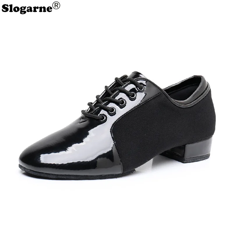 2024 Men New Modern Dance Shoes 2.5cm Heels Male Oxford Fabric Latin Shoes Breathable Soft Boys Social Ballroom Dance Footwear
