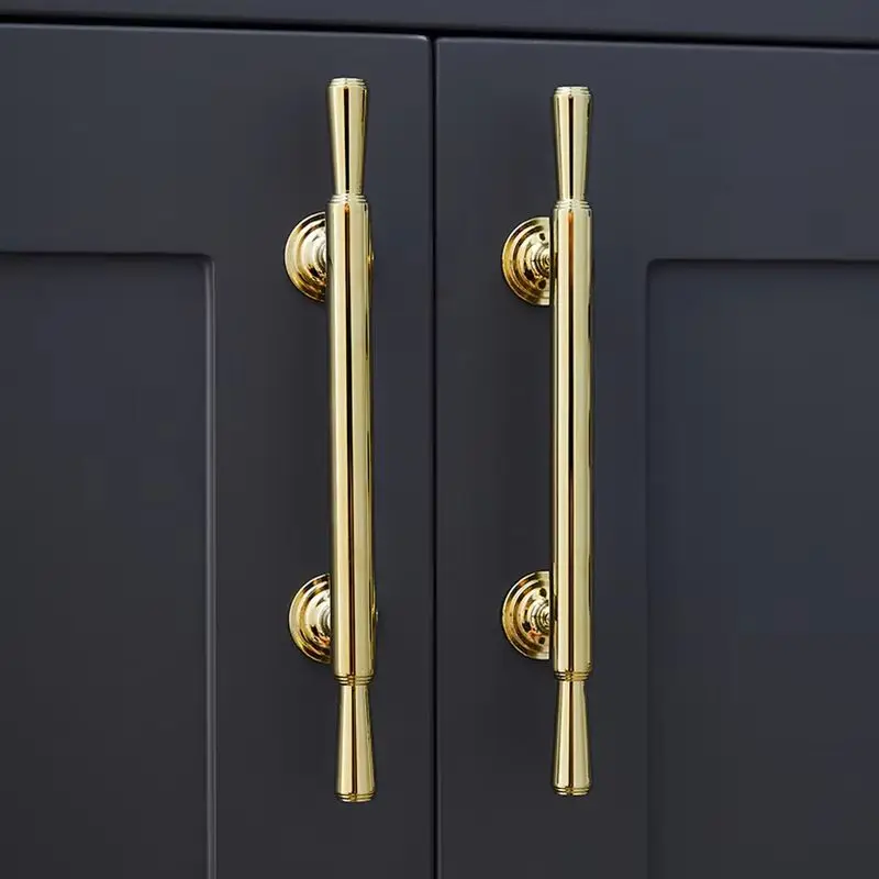 High-end 10PCS Solid Brass Gold Furniture Pulls Handles Drawer Knobs Cupboard Wardrobe Closet Dresser Wine Cabinet Pulls Knobs