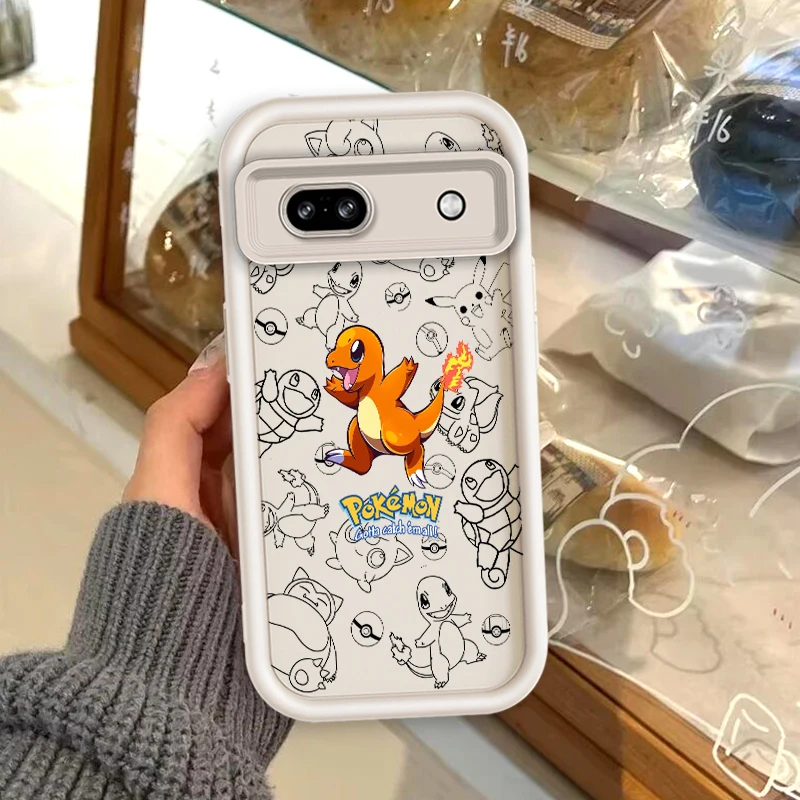 أنيمي P-Pokemons P-Psyducks لجوجل بكسل 9 8A 8 7 7A برو XL 5G العين سلم جراب هاتف لينة غطاء مقاوم للصدمات من البولي يوريثان