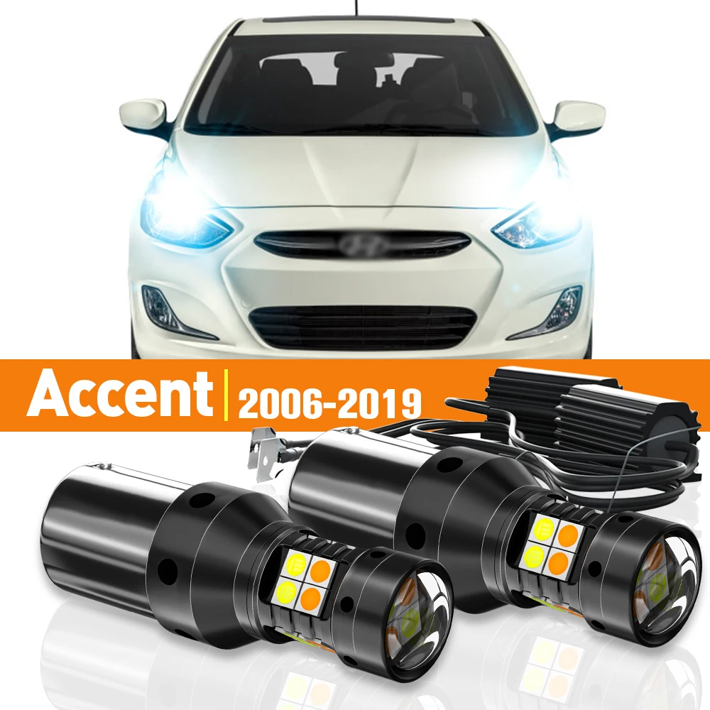 2x LED Dual Mode Turn Signal+Daytime Running Light DRL For Hyundai Accent 3 4 5 2006-2019 2010 2011 2012 2017 Accessories Canbus