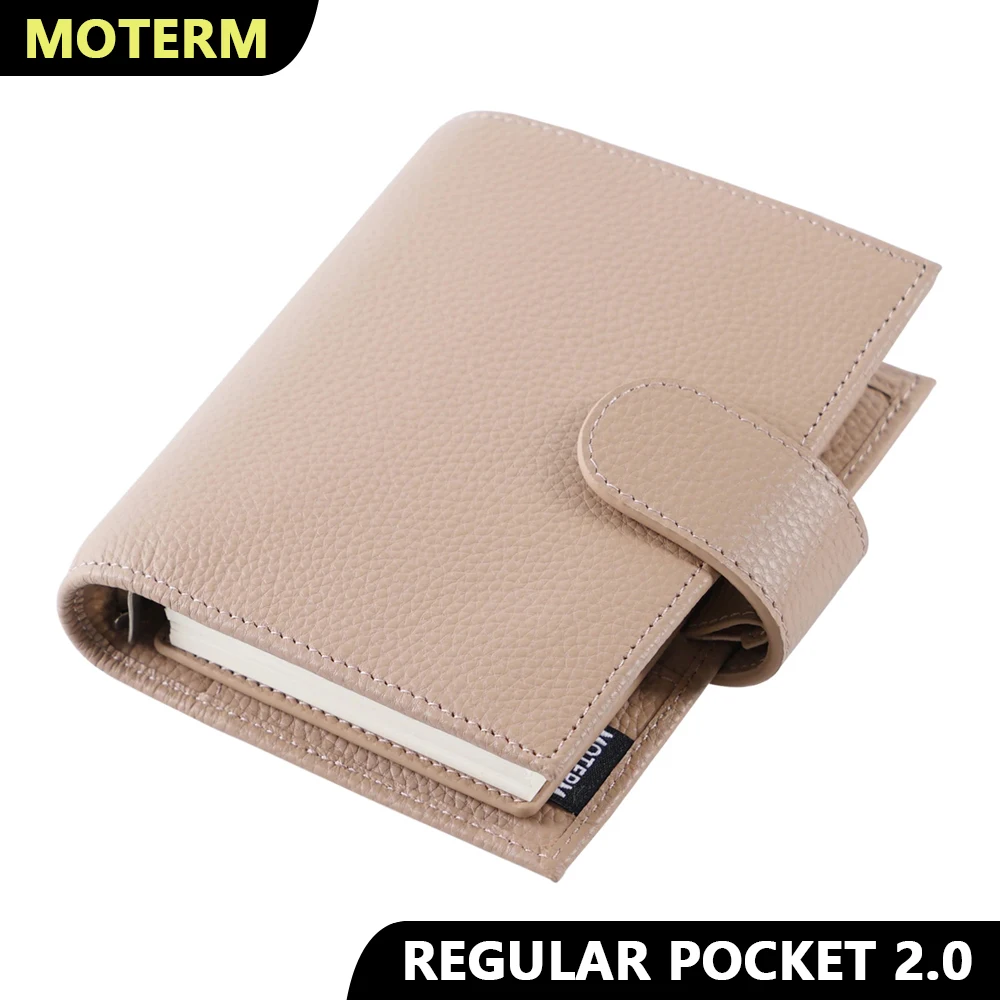 Moterm Regular 2.0 Pocket Size Rings Planner Genuine Pebbled Grain Leather A7 Notebook Agenda Organizer Diary Sketchbook