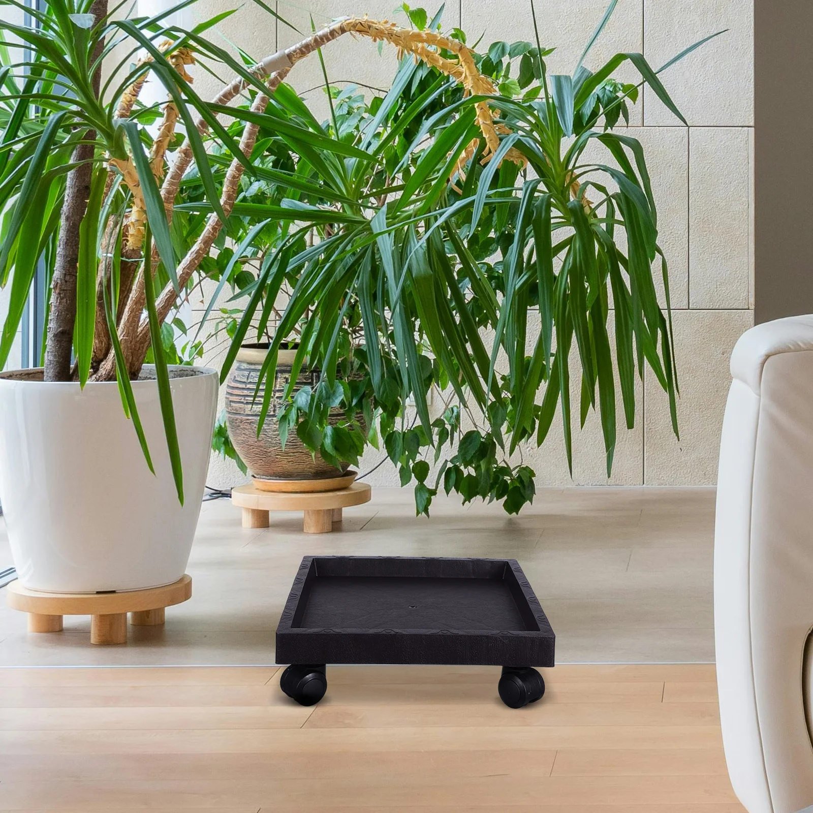 

Indoor Outdoor Garden Patio Square Plant Stand with Wheels Durable Thickened Plastic No Odor No Burr Easy Moving Stylish