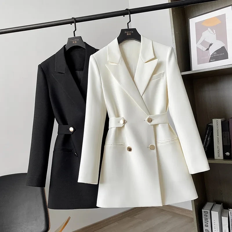 

Suit Jacket Womens 2024 Spring Autumn New Solid Color Waist Suit Coat Double Breasted Fashion Casual Straight Blazer Tops