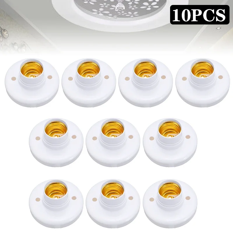 

10Pcs E27 Plastic Light Pendant Lamp Holder Screw Cap Socket Round Fixing Bases For Lamps Adapter