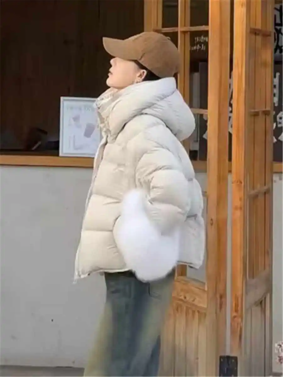 Soft Short Puffer Jacket Women's  Size Winter New Style Korean Version Slimming Bread Coat White Duck down Commute Style