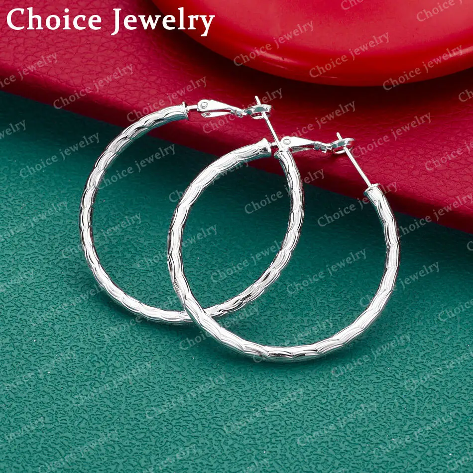 

Модные женские серьги-кольца из стерлингового серебра 925 пробы, 40 мм, красивые, высококачественные, свадебные, милый подарок