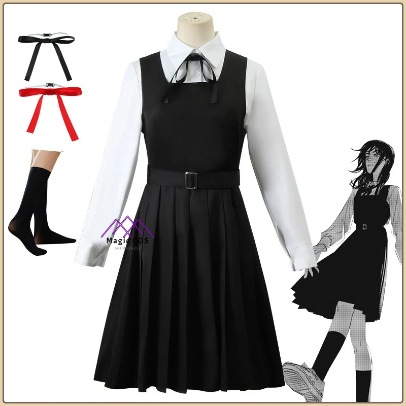 

Chainsaw Man Mitaka Asa Role Playing Costume Black School Blazer+Tie + Gloves Women's Cosplay Costume for Halloween Party Suit