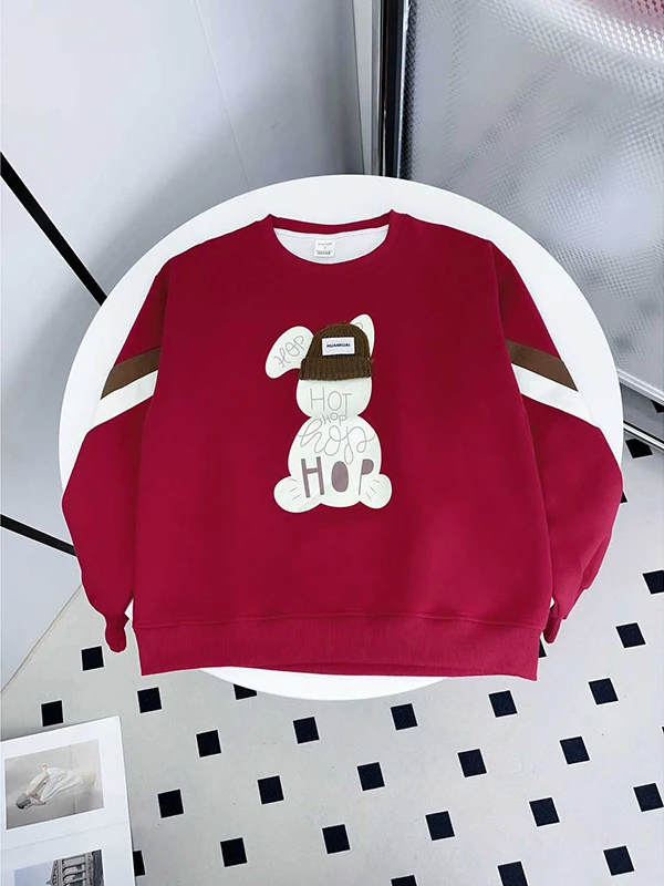 

Женский модный свитшот больших размеров в американском ретро-стиле с принтом кролика, круглым вырезом и длинными рукавами, для пар