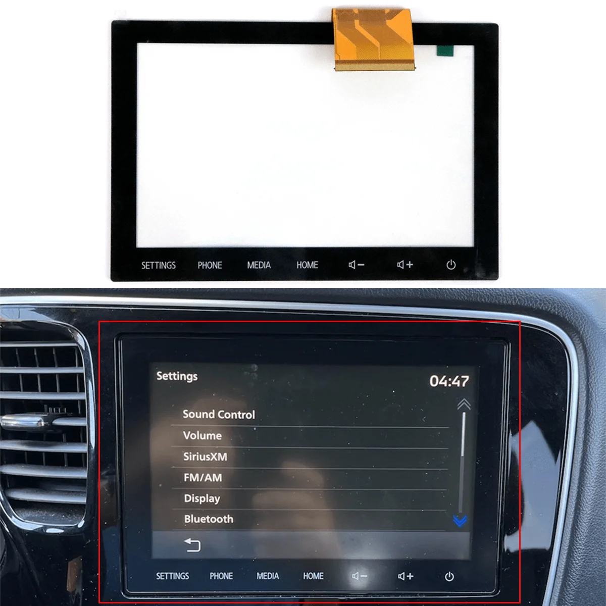 

80 Pins 8" Glass Touch Screen Panel Digitizer Lens for 2019-2021 Mitsubishi Mirage Outlander Car MK3 SAT NAV 8740A098 8740A103