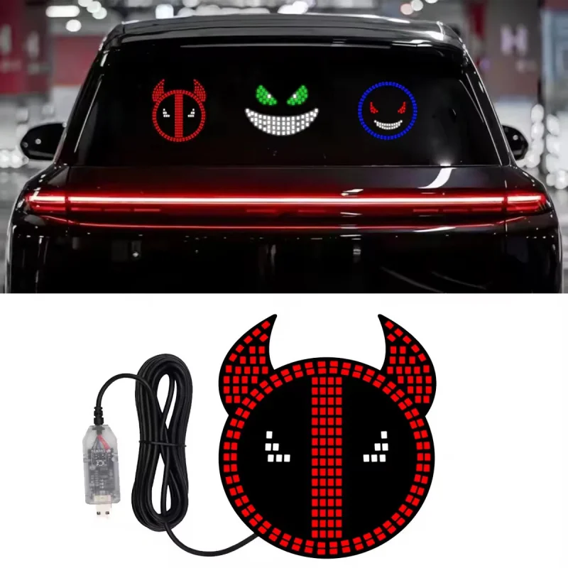 For Trucks/Sedans Sticker-Type Demon Eye LED Lights, Fun Expression Lights for Front & Rear Windshields