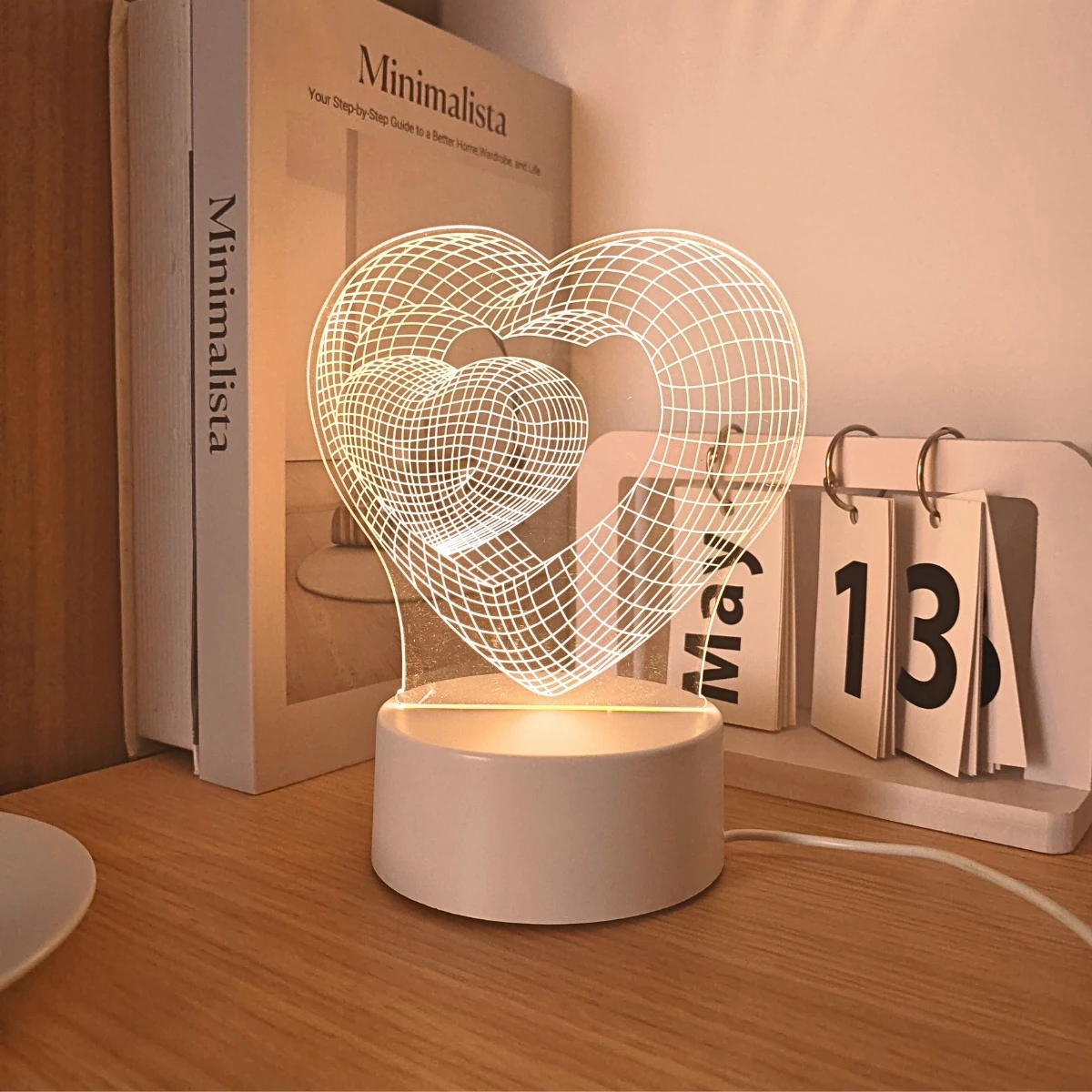 

Heart shaped 3D night light - perfect for Valentine's Day, Mother's Day, anniversaries, weddings, and bedroom decoration