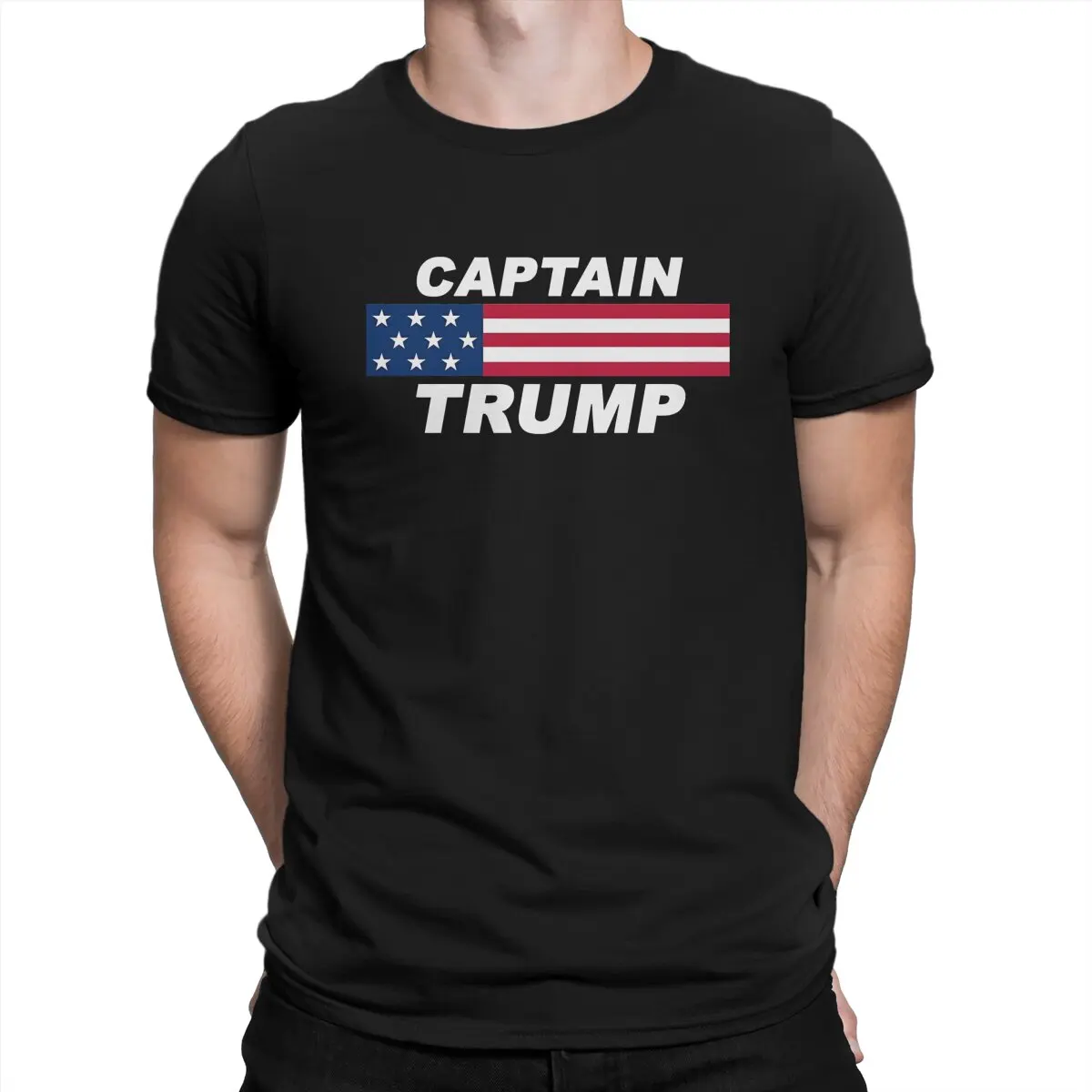 Captain Trump Mask T-Shirts Men Marvel Captain America Humor Pure Cotton Tees Crewneck Short Sleeve T Shirt Party Clothes