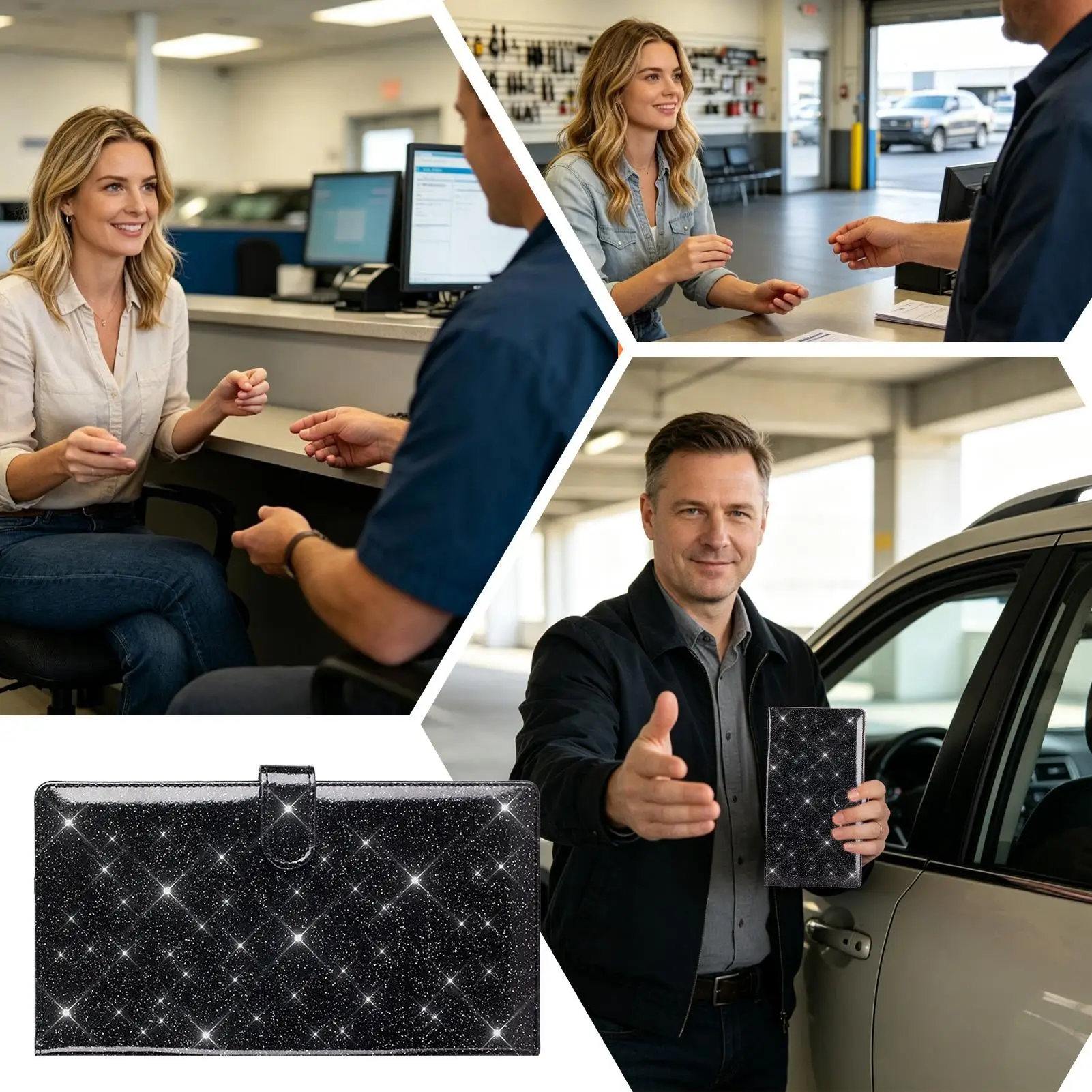 Car Insurance Holder PU Glove Box Document Automotive Organizer Magnetic Car Insurance And Registration Card Holder For Vehicle - view 5