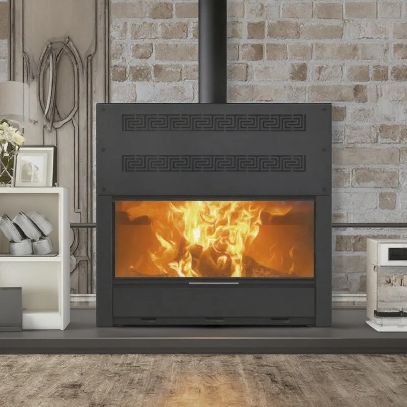 

Elegant Modern Freestanding Steel Fireplace with Real Flame Wood-Burning Heating Stove for Hotel Home House & B&B Decorations