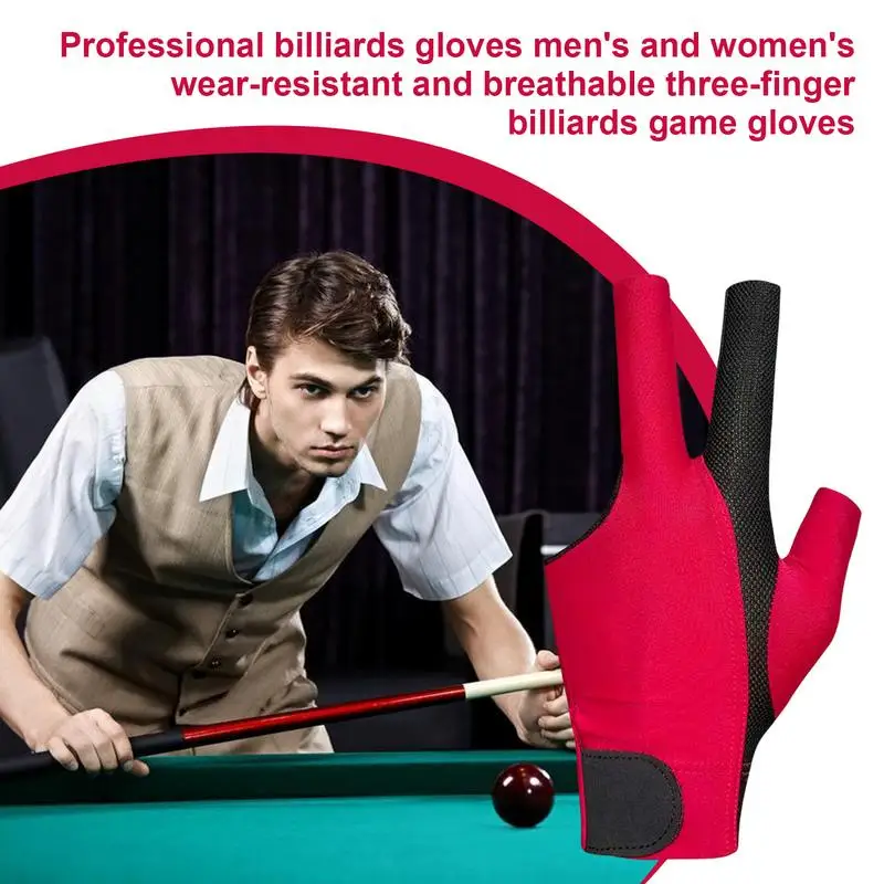 Billiards Gloves For Men Breathable Billiards Accessories Three Finger Gloves Sports Accessories Elastic Protective Gear For