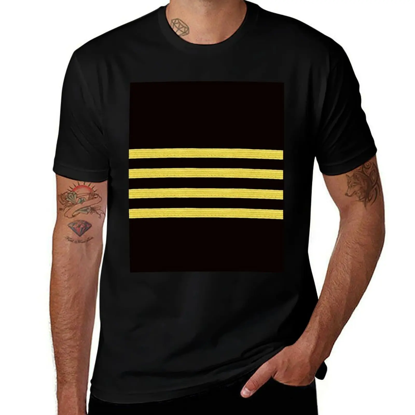 

pilot stripes shirt man Captain graphic 100% personalised cotton T-Shirt t shirt tshirt t four