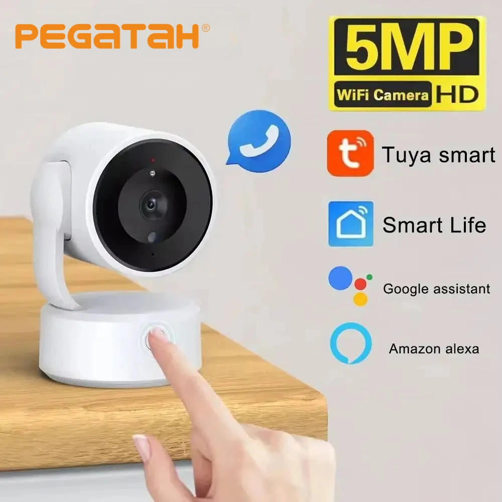 كاميرا WIFI Tuya داخلية 5 ميجابكسل لمراقبة الأطفال في اتجاهين 4X Zoom PTZ 360 ° كاميرات المراقبة تدعم Alexa Google Smart Life #1