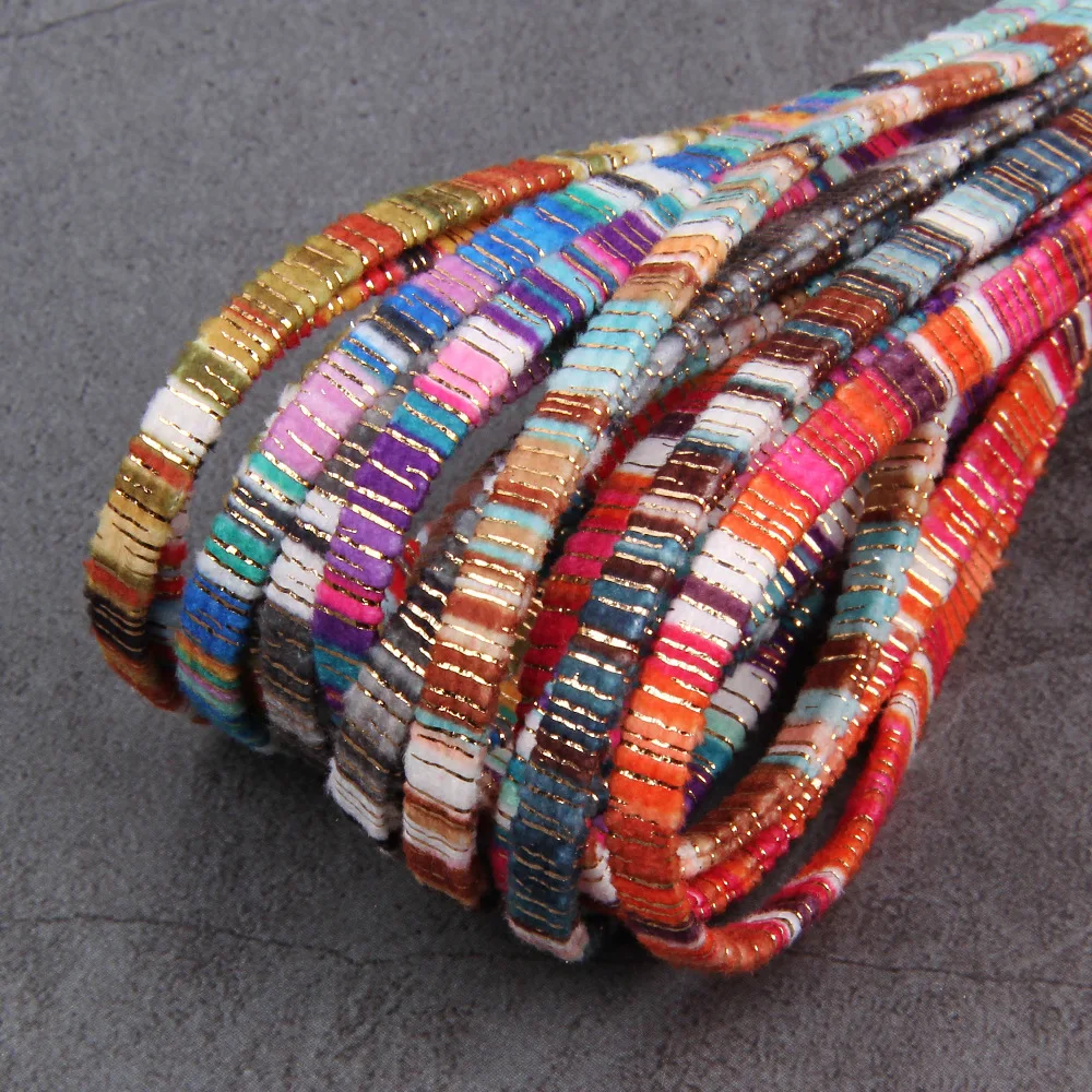 5 Meters 5x2mm Colorful Bohemian Style Braided Fabric Bundle Cord DIY Necklace Bracelet Decorative Accessories Rope