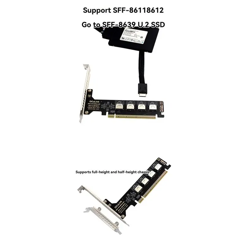 A53M-Pcie X16 Split 4 Ports SFF8611 Oculink Expansion Card For Mainboard Expansion