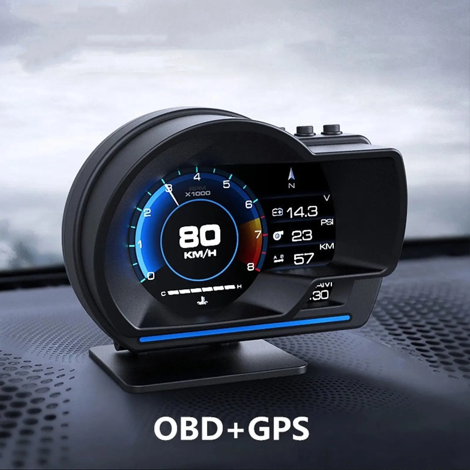 Digital head-up display obd2 + gps aviso de velocidade head up display medidor inteligente carro hud velocímetro turbo rpm alarme para carro caminhão
