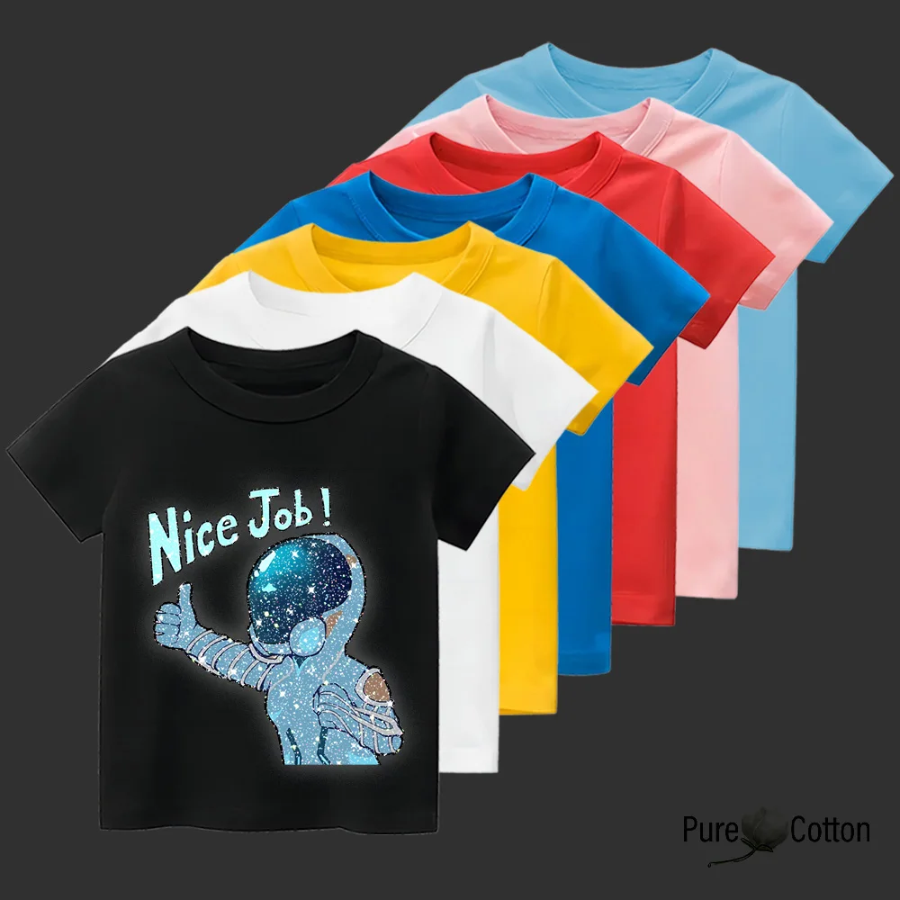 

Детская футболка из чистого хлопка с рисунком, разноцветная летняя инновационная футболка с коротким рукавом, одежда для мальчиков с коротким рукавом