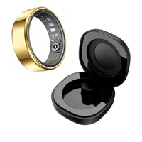 Anillo inteligente R09 para hombres y mujeres con estuche de carga, frecuencia cardíaca, oxígeno en sangre, monitor de temperatura de la piel, resistente al agua 5ATM para Android iOS