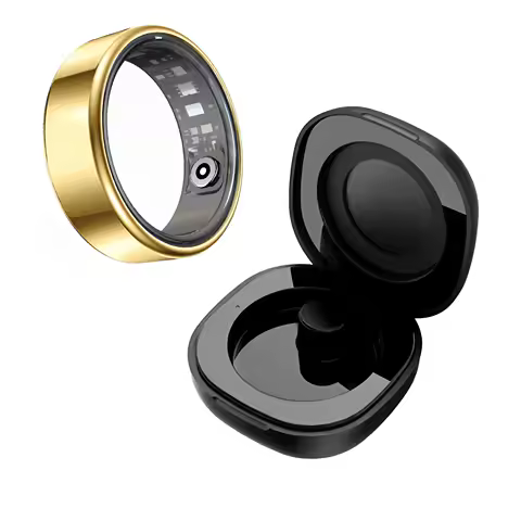 R09 Smart Ring Men Women with Charging Case,Heart Rate Blood Oxygen,Skin Temperature Monitor,5ATM Waterproof For Android iOS