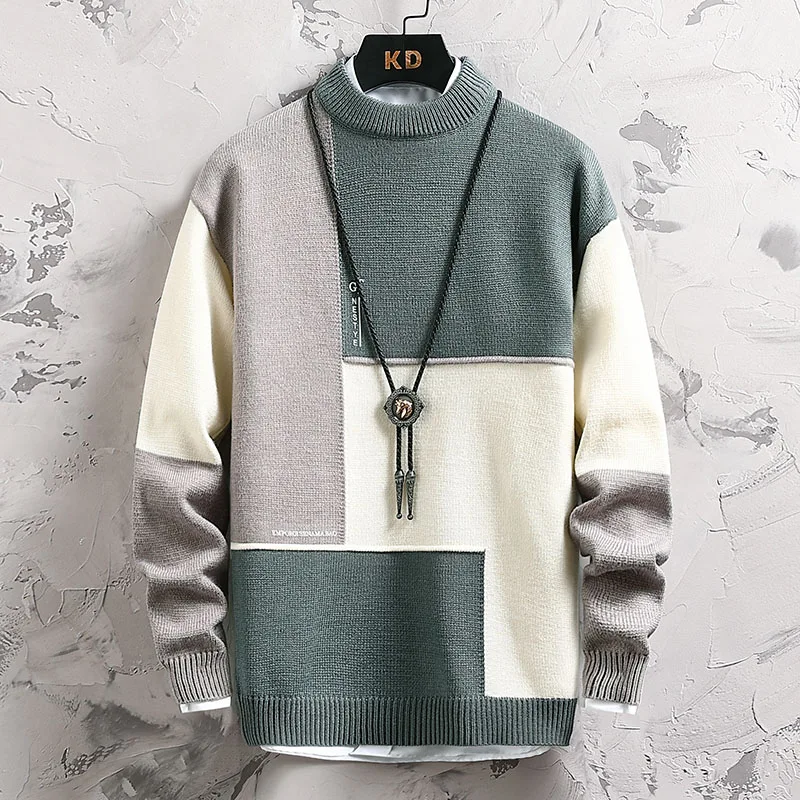 

Men's Winter Sweaters Pullovers O Neck Knitted Turtleneck Korean Fashion Simple Long Sleeve Warm Harajuku Solid Couple Sweaters