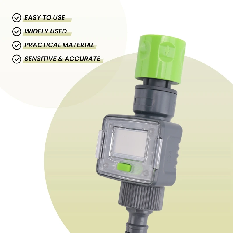 Abgr-medidor de fluxo de água digital ipx6 mangueira de jardim ao ar livre calcular consumo taxa de fluxo de água 3/4 Polegada conectores de rosca