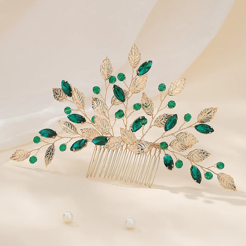 

Miallo Metal Leaf Crystal Hair Combs Hairwear Wedding Pearl Jewelry Bridal Hair Comb Pearl Bridal Wedding Hair Accessorie