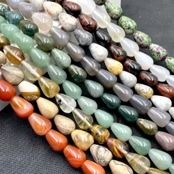 Natural Stone Water Drop Shape Loose Spacer Beads Crystal Agates Quartz  For Jewelry Making DIY Bracelet Necklace Accessories