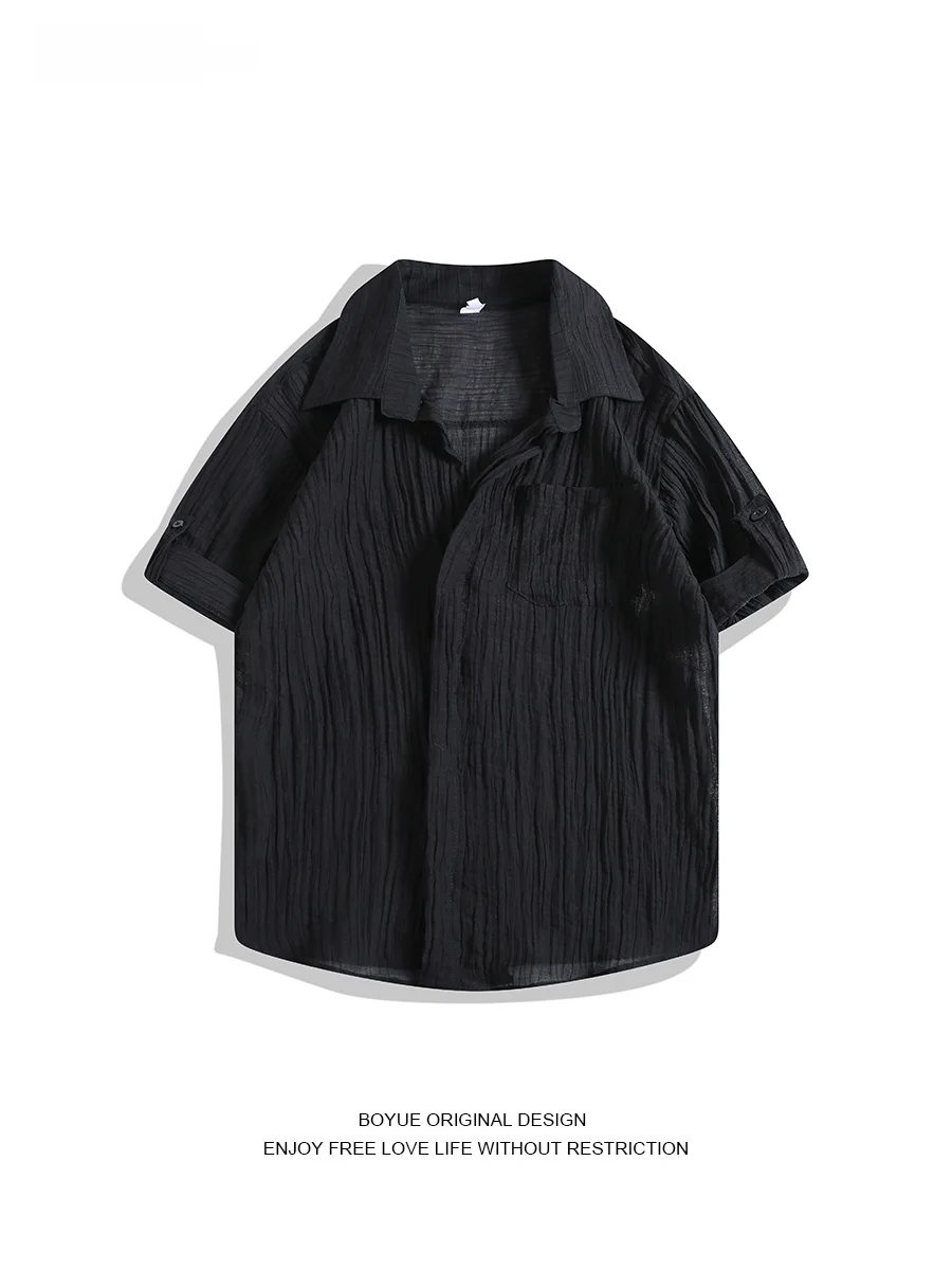 

BOYUE Cool Texture ort Sve Повседневный irt ex Асимметричный плиссированный свободный крой Летний модный утюг для молодежи