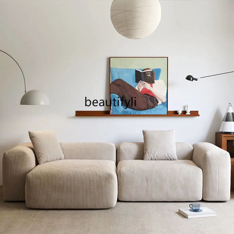 A139 Vacuum Compression Corduroy Sofa Set Fabric Removable Washable Living Room Italian Minimalist