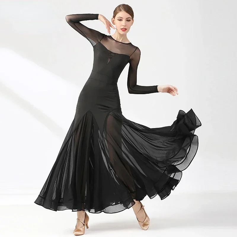 Vestido de baile moderno de vals de escenario de Flamenco, Baile Estándar Nacional, baile de salón, actuación, vestido largo, disfraces de Tango