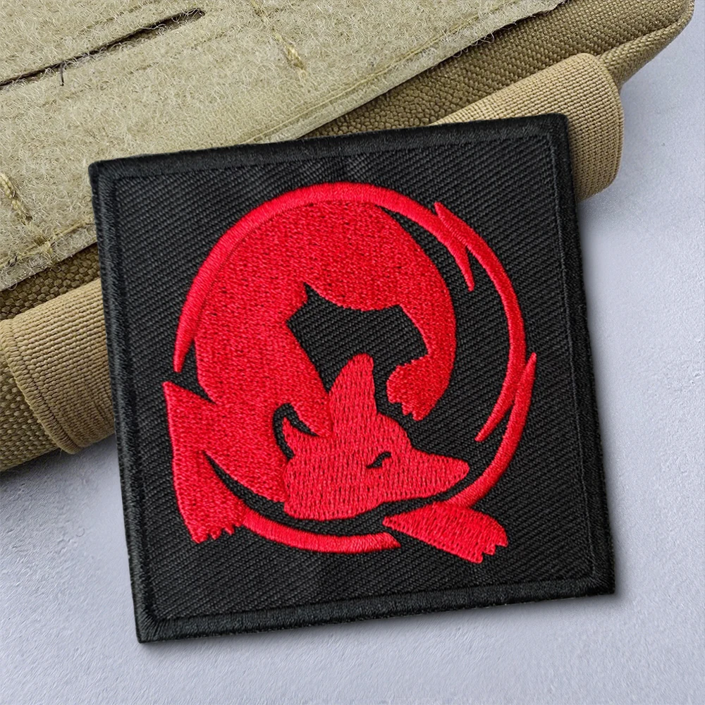 Parche táctico bordado zorro rojo – Insignia de moral con velcro