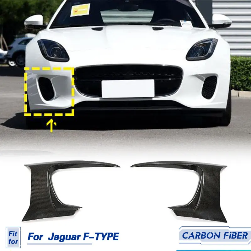 Car Front Bumper Air Vent Trims Carbon Fiber for Jaguar F-TYPE 2-Door 2017-2019 Racing Front Canards Air Duct Intake Cover Trim