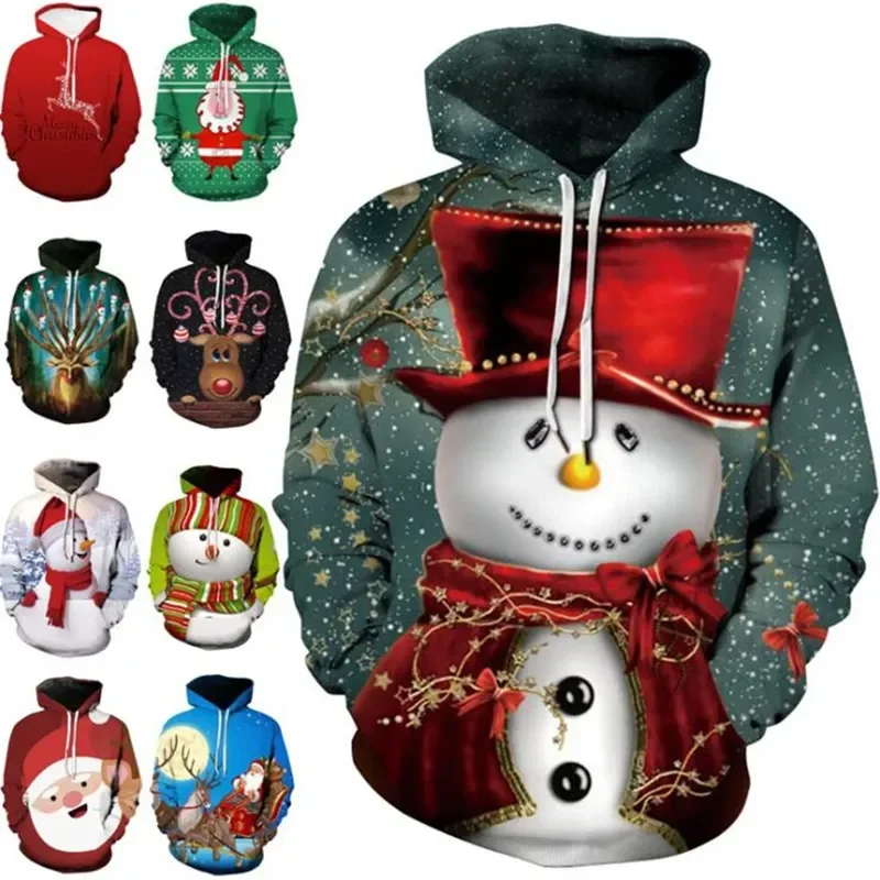 2024 Men's 3D Printed Fashion Autumn Winter Christmas Hoodie Super Dalian Hat Regardless of Gender Men Women Fun Harajuku Jumper