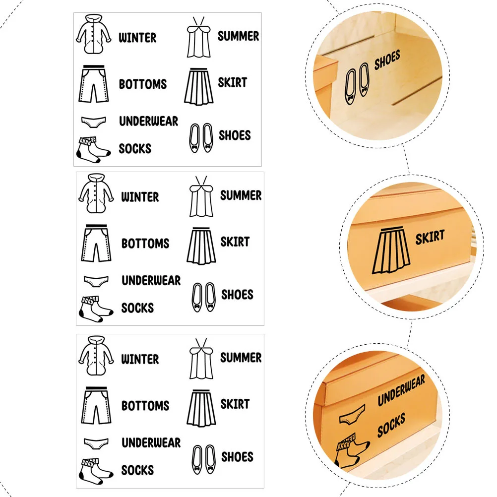 3 قطعة تسمية تخزين الملابس ملصق مائي مضمد منظمة ملصق غسل فرز جدار ملصق مائي لخزانة الحضانة القابلة للإزالة