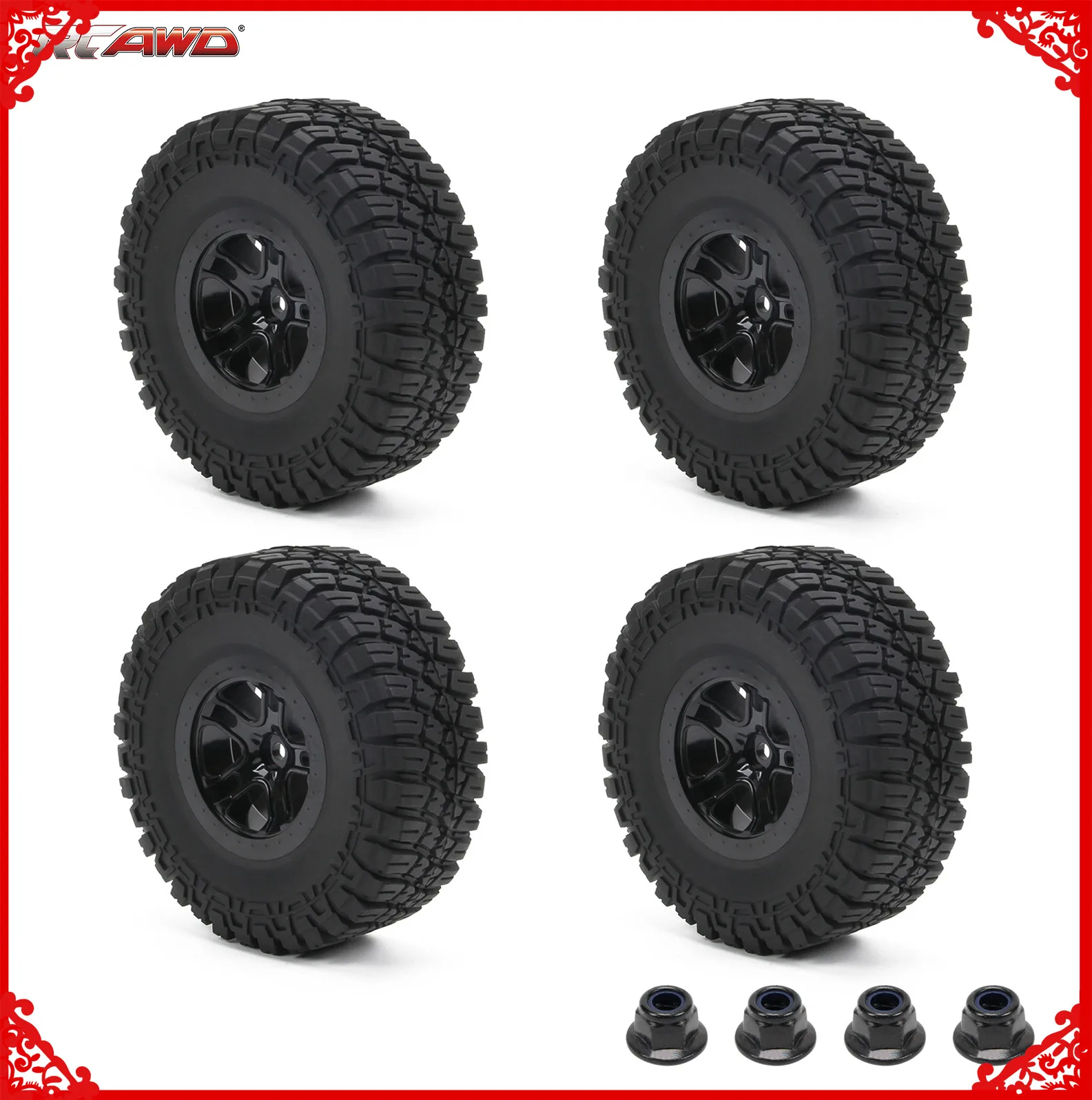 

RCAWD Front/Rear 2.2/3.0 Pre-Mounted Tires wheel rim for 1/10 LOSI Baja Rey 4WD 1/10 Hammer Rey U4 Rock Racer Upgrades parts