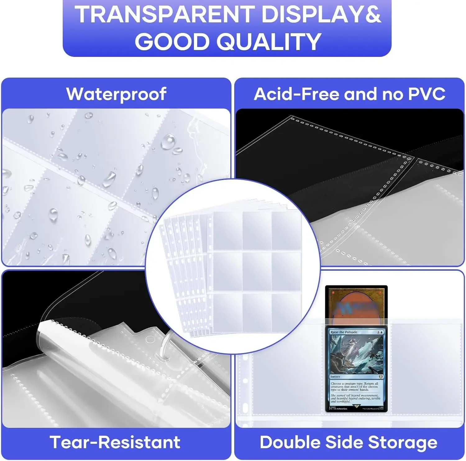 أكمام بطاقات مزدوجة الجانب، أوراق مجلدة، صفحات حامل بطاقات الصور الفوتوغرافية الشفافة المحمولة، جيوب متعددة لـ Kpop Idol