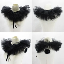 Frauen Viktorianischen Rüschen Mesh Gefälschte Kragen Schal Retro Layered Tüll Abnehmbare Neck Ruff Dekorative Clown Cosplay Choker