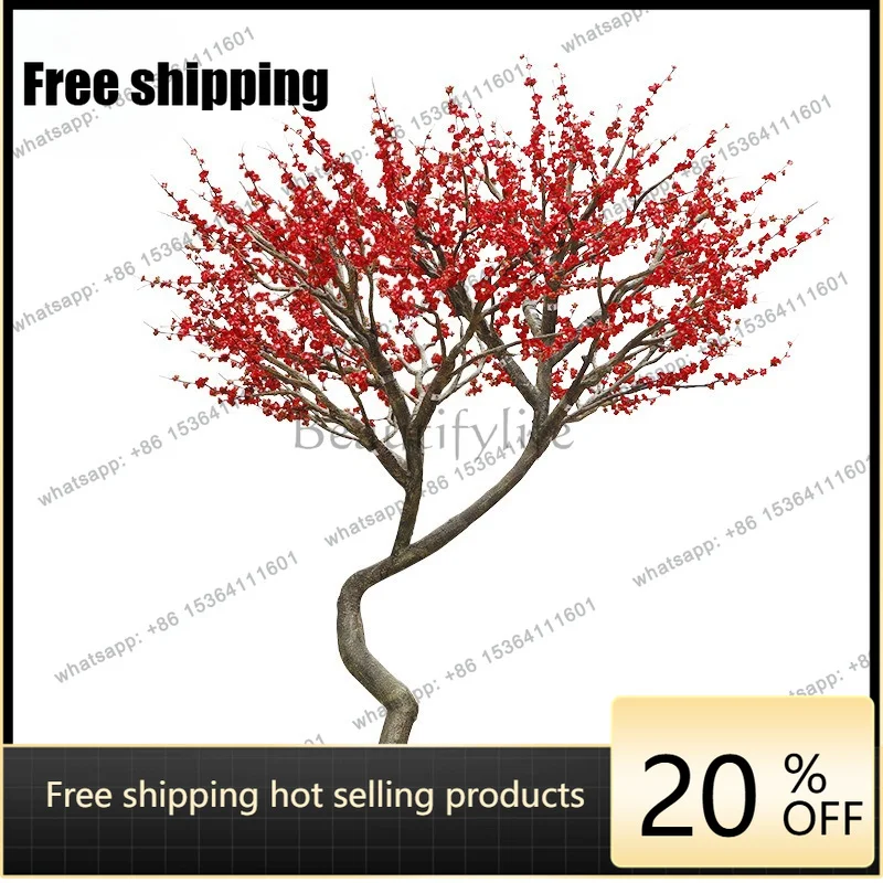 YJ simulation plum blossom tree hotel wedding decoration, large fake peach blossom tree props