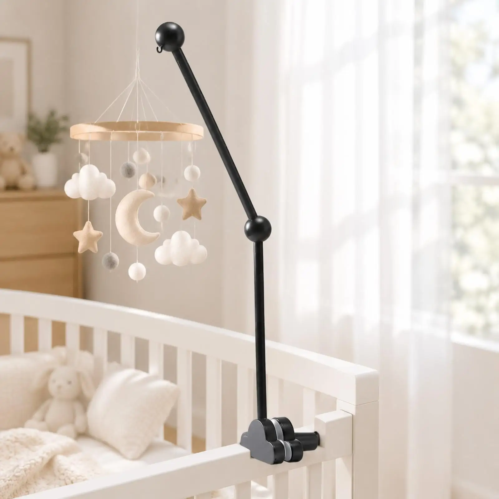Wooden Crib Mobile Holder Wobble Crib Mobile Holder Stable for New Parents, Infants, Bedtime Routines, Rest Areas
