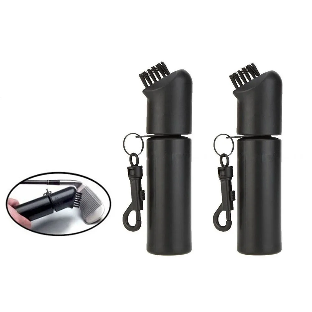 

2Pcs Golf Cleaner 150ML Water Bottle Black PP Plastic 16.5cm Spray Brush for Cleaning Golf Training Tool